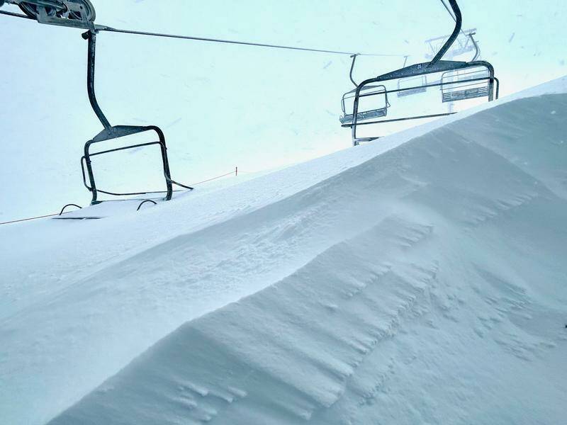 Parts of Mt Buller were blanketed with metres of snow after a night of wild weather. Photo: HANDOUT/Mt Buller PR
