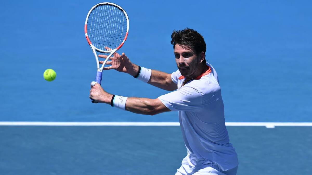 Cameron Norrie needed a medical timeout as he slipped to defeat by Aleksander Vukic. (Joel Carrett/AAP PHOTOS) Cameron Norrie needed a medical timeout as he slipped to defeat by Aleksander Vukic. (Joel Carrett/AAP PHOTOS)
