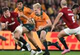 Son of a famous Wallaby, Tom Lynagh is tasked with taming the Lions to level the Test series. Photo: Dave Hunt/AAP PHOTOS