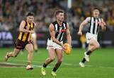 Collingwood's Harry Perryman will be out for at least four weeks due to a hamstring injury. Photo: James Ross/AAP PHOTOS