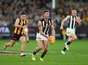 Collingwood's Harry Perryman will be out for at least four weeks due to a hamstring injury. Photo: James Ross/AAP PHOTOS