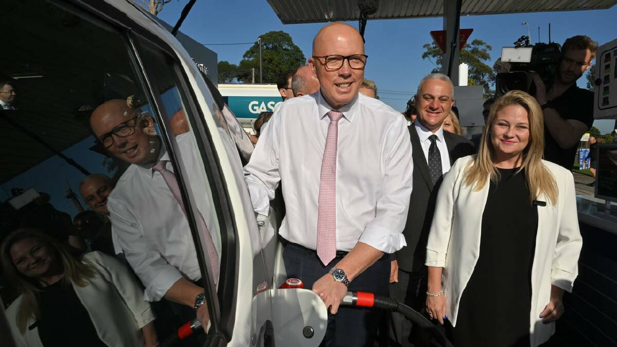 Opposition Leader Peter Dutton quite literally paid for a motorist's fuel on the campaign trail. (Mick Tsikas/AAP PHOTOS) Opposition Leader Peter Dutton quite literally paid for a motorist's fuel on the campaign trail. (Mick Tsikas/AAP PHOTOS)