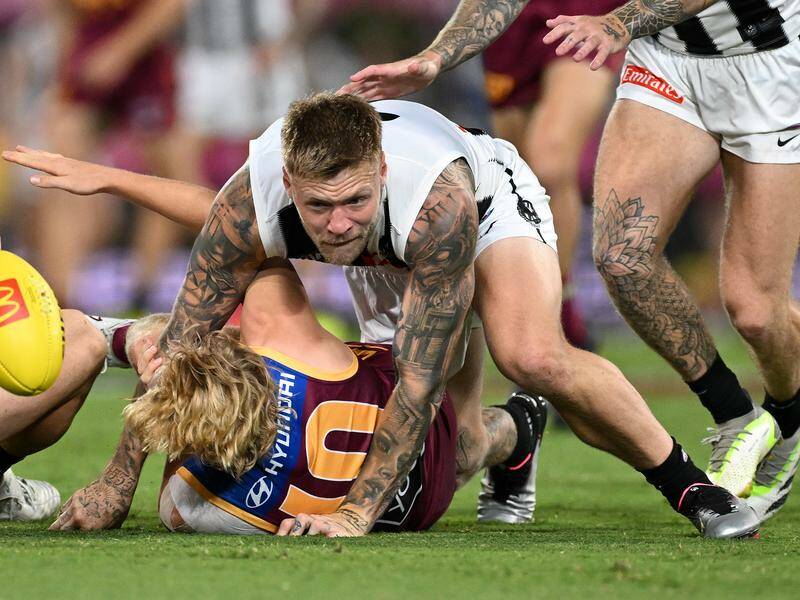 The Pies, featuring Jordan De Goey for the first time in three months, welcome Brisbane to the MCG. Photo: Dave Hunt/AAP PHOTOS The Pies, featuring Jordan De Goey for the first time in three months, welcome Brisbane to the MCG. Photo: Dave Hunt/AAP PHOTOS