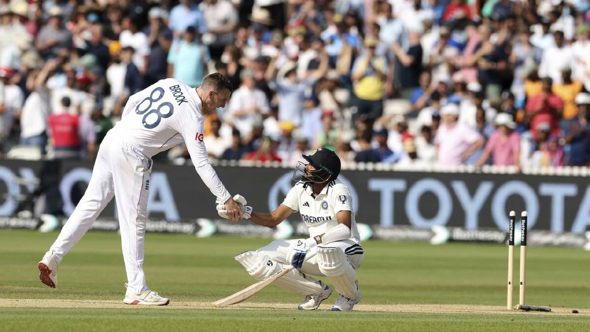 Harry Brook shakes hands with Mohammed Siraj after the latter was last man out at Lord's. (AP PHOTO) Harry Brook shakes hands with Mohammed Siraj after the latter was last man out at Lord's. (AP PHOTO)