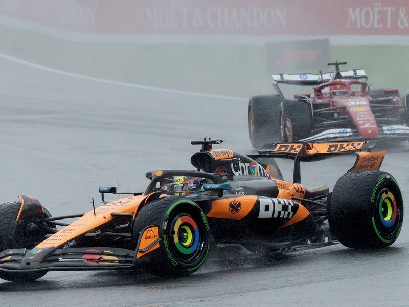 Australia's Oscar Piastri drives through the rain before the red flag came out at the Belgian GP. Photo: EPA PHOTO Australia's Oscar Piastri drives through the rain before the red flag came out at the Belgian GP. Photo: EPA PHOTO