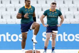 Giant lock Will Skelton (left) will add much-needed grunt to the Wallabies pack against the Lions. Photo: Con Chronis/AAP PHOTOS