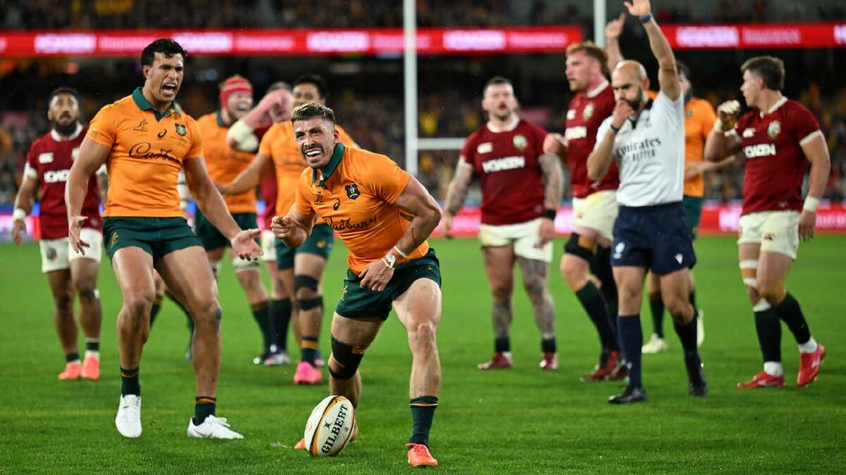 Jake Gordon was among the try scorers for the Wallabies.  (James Ross/AAP PHOTOS)