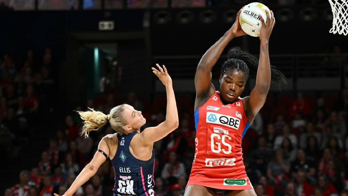 Grace Nweke played her heart out for the Swifts, finishing with 53 goals from 58 attempts.  (Bianca De Marchi/AAP PHOTOS)