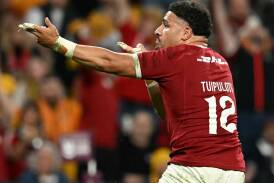Sione Tuipulotu, who scored in Brisbane, has been left out of the Lions' team for the second Test.   Photo: Darren England/AAP PHOTOS