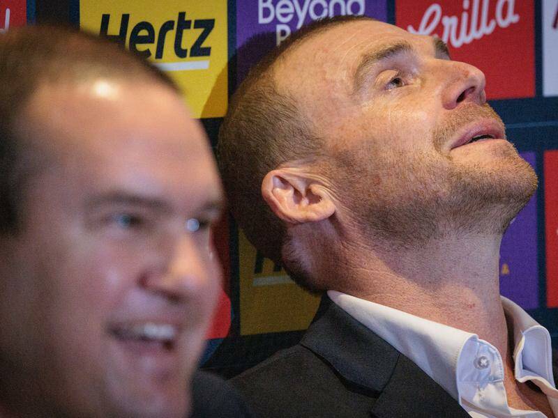 Simon Goodwin (r) and Melbourne president Brad Green at Tuesday's MCG press conference. Photo: Nadir Kinani/AAP PHOTOS Simon Goodwin (r) and Melbourne president Brad Green at Tuesday's MCG press conference. Photo: Nadir Kinani/AAP PHOTOS