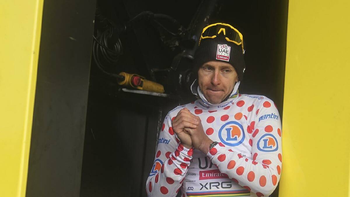 Overall Tour leader Tadej Pogacar also holds the best climber's dotted jersey after the 19th stage. (AP PHOTO)