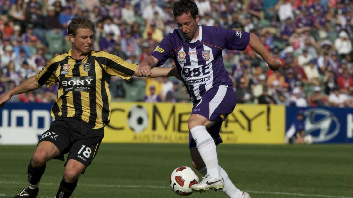 Robbie Fowler goes in search of a goal against Wellington during his Perth Glory days in 2010. (Tony McDonough/AAP PHOTOS) Robbie Fowler goes in search of a goal against Wellington during his Perth Glory days in 2010. (Tony McDonough/AAP PHOTOS)