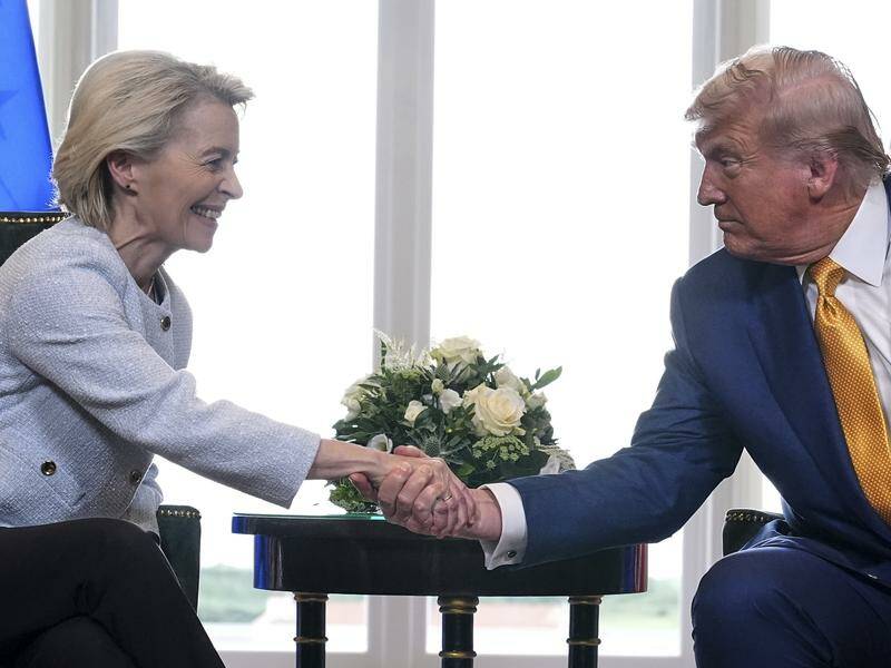 Donald Trump and Ursula von der Leyen shake hands after reaching a US-EU trade deal framework Photo: AP PHOTO Donald Trump and Ursula von der Leyen shake hands after reaching a US-EU trade deal framework Photo: AP PHOTO
