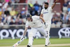 England captain Ben Stokes runs between the wickets on his way to a century against India. Photo: AP PHOTO