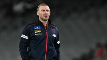The Demons have reported an online threat made against their coach Simon Goodwin. Photo: Joel Carrett/AAP PHOTOS