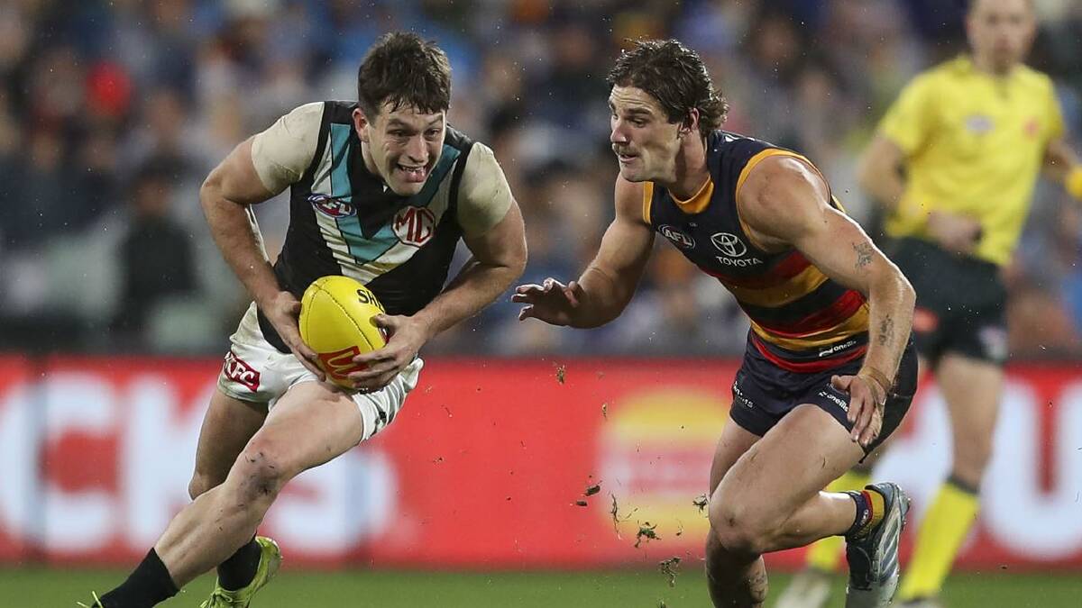 Zak Butters battled hard for Port in the Showdown thrashing. (Matt Turner/AAP PHOTOS) Zak Butters battled hard for Port in the Showdown thrashing. (Matt Turner/AAP PHOTOS)