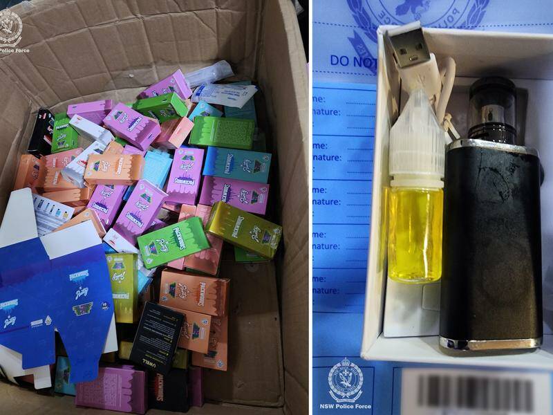 Police have nabbed a man accused of selling a potentially lethal, synthetic opioid in vape liquid. Photo: HANDOUT/NSW POLICE