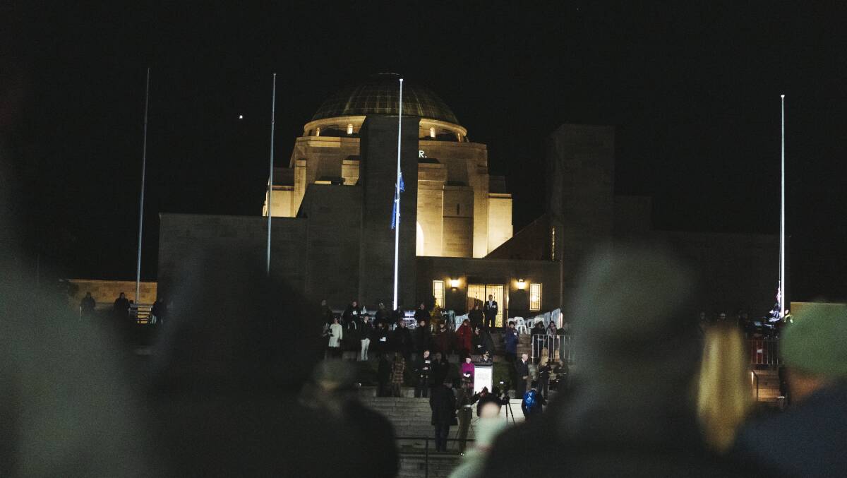 The Anzac Day dawn service at the Australian War Memorial on Sunday. Picture: Dion Georgopoulos The Anzac Day dawn service at the Australian War Memorial on Sunday. Picture: Dion Georgopoulos