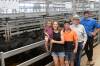 The Willis family, Noah & Liz Wills, cousin Nick, uncle Noel, and Tim Willis, "Pelican Point", Table Top. Willis Mobile Contracting sold Yearling Angus steers, 16 months for $1490, and 13 heifers for $1250.
